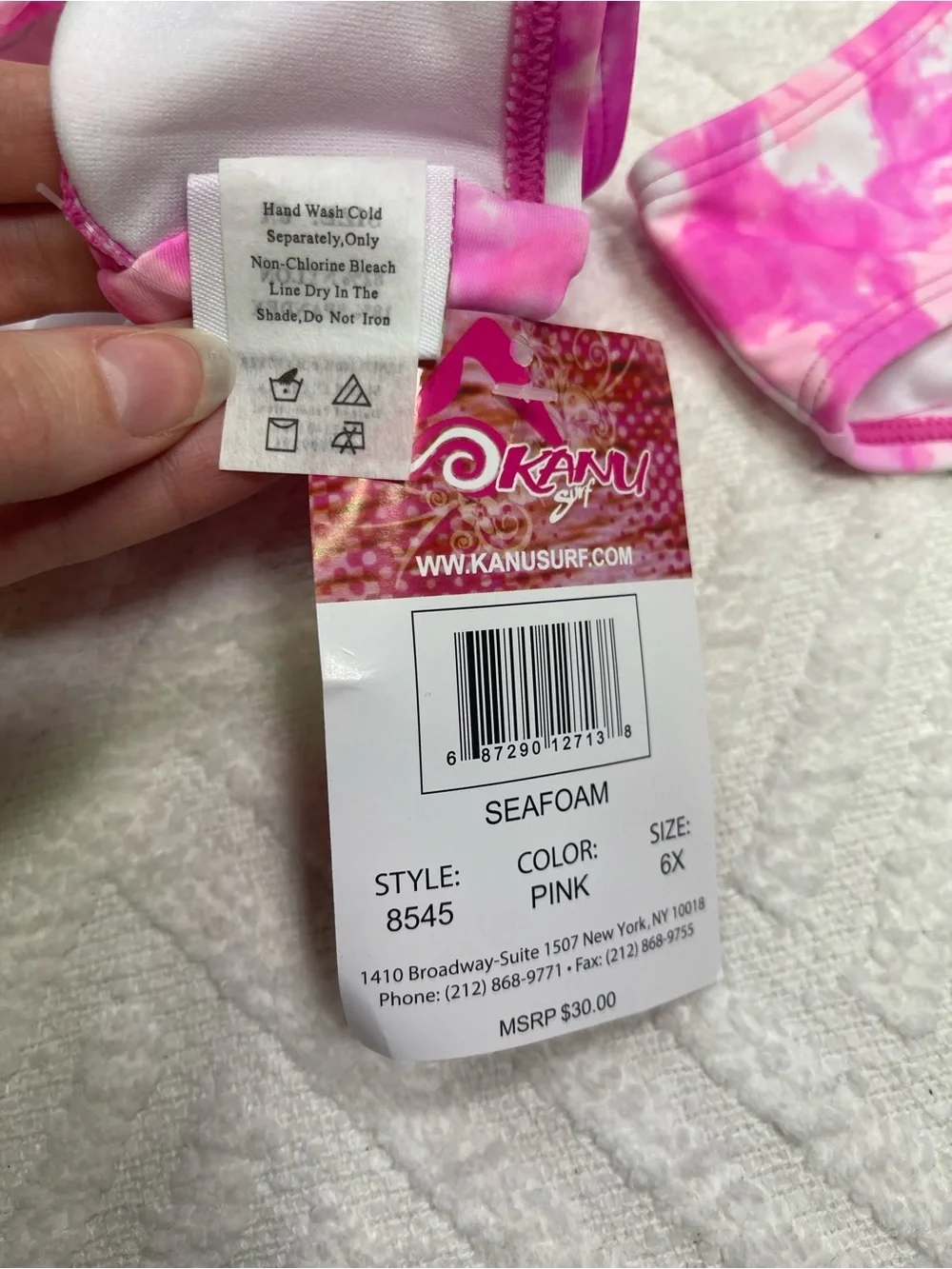 Kanu Surf Girl's Halter Pink Tie-Dye Bikini Set Size 6X